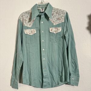 Vintage Alfie California Shirt Mens M Button Down 70s Western Disco Retro